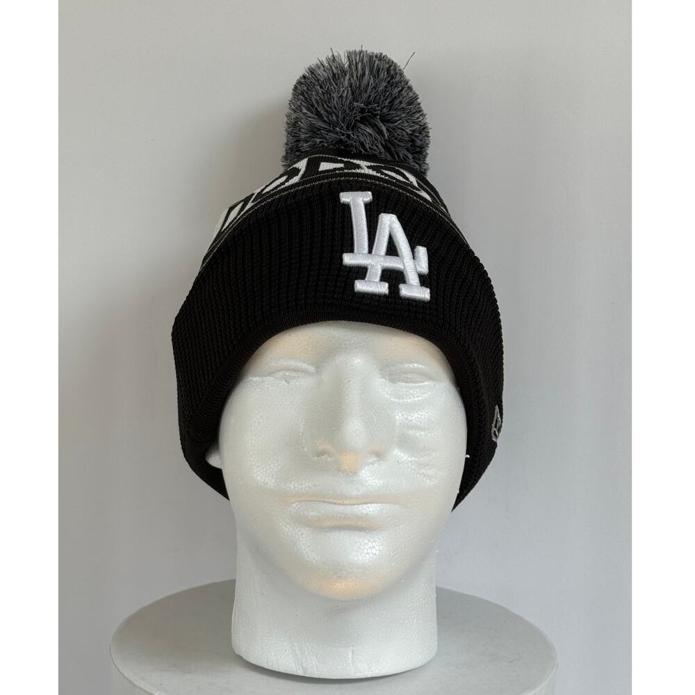 Los Angeles Dodgers New Era Pom Beanie Fleece-Lined Baseball Winter Knit Hat New